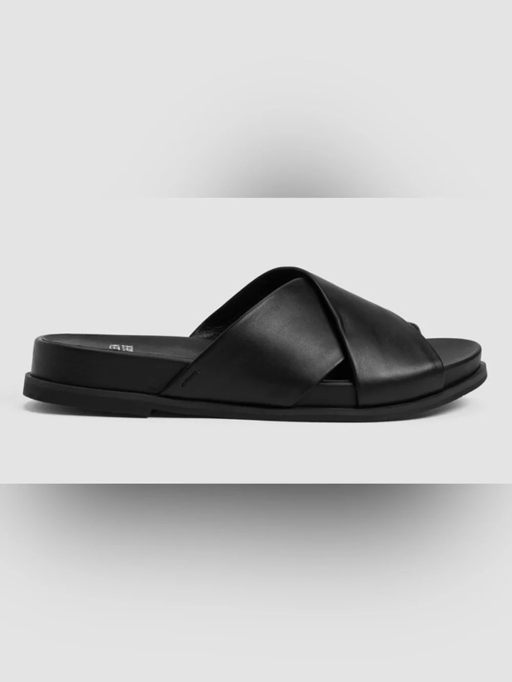 Eileen Fisher Dibs Nappa Leather Wedge Sandal Black Size 8